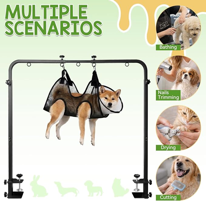 Adjustable Dog Grooming Stand for Table: 42" Height & 27"-39" Width, Includes Hammock & 2 No-Sit Nooses, Heavy-Duty Dog Grooming Arm for Bathing Nail Trimming Drying Cutting Cats & Dogs at Home - Image 9