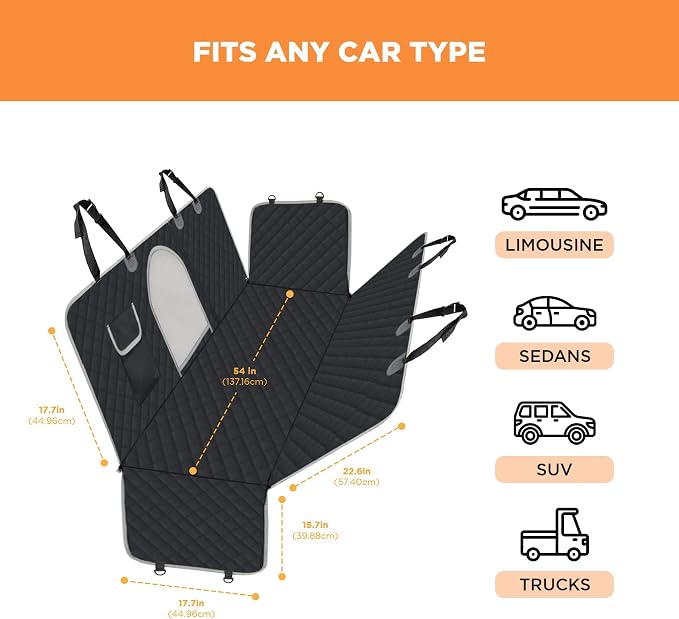 PetsN'all Durable Dog Car Seat Cover to Protect from Scratches, Dirt, Hair and Other Messes, Easy to Clean, 100% Waterproof, Washable, Nonslip, with Mesh Window for Cars Trucks and SUVs Black - Image 6