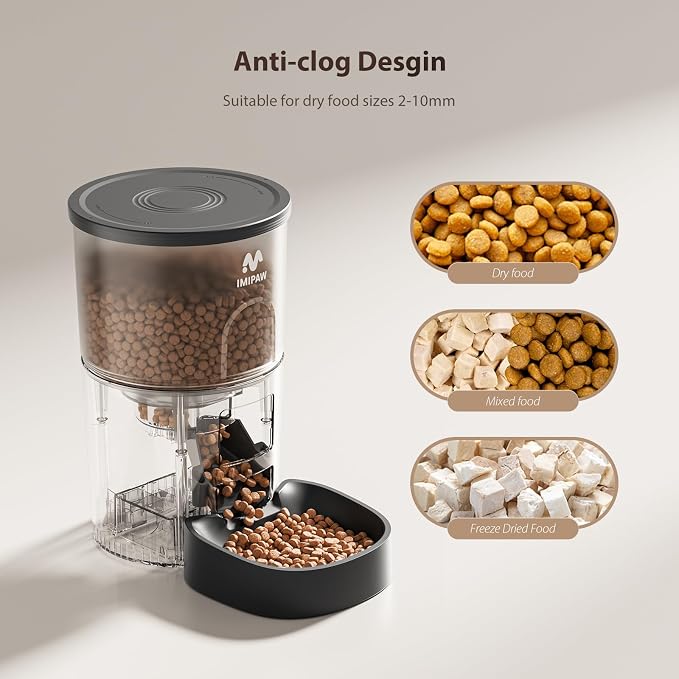 IMIPAW Automatic Cat Feeder, 5G WiFi Cat Food Dispenser with APP Remote Control, Pet Dry Food Smart Feeder, Programmable Timed Feeding, Dual Power Supply, 1-10 Meals Per Day, Desiccant Bag, Small pets - Image 8