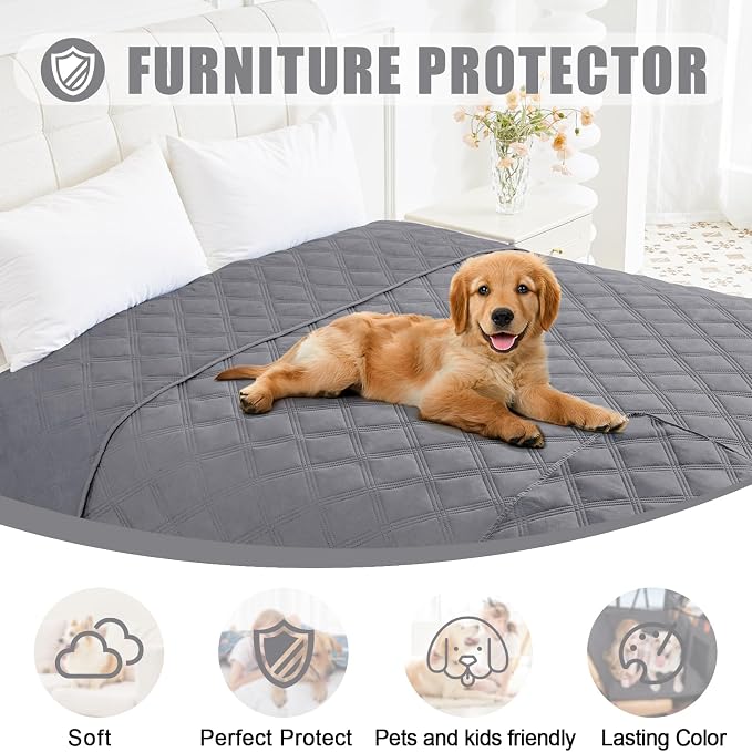 Smiry Waterproof Dog Bed Cover, Reversible Pet Blanket for Sofa Couch | Soft Washable Dog Blanket, Leakproof Couch Cover for Dogs Cats & Furniture Protection, 68x82, Grey/Grey - Image 8
