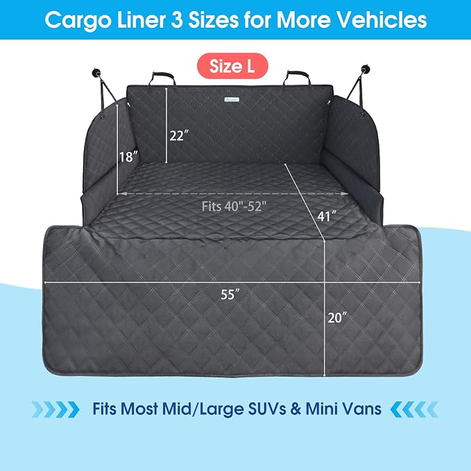 ALLANSING SUV Cargo Liner for Dogs - Heavy-Duty 900D Oxford Waterproof Pet Cargo Protector with 3-Sided Zippered All-Round Protection & TPU Suction Cups, Fits Midsize & Large SUVs and Minivans - Image 7