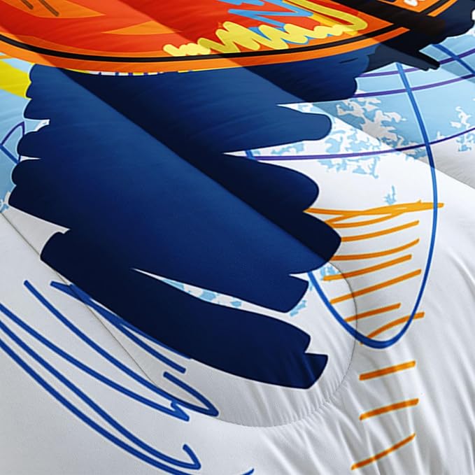 Basketball Comforter Set Hand Drawn Basketball Sports Comforter Sets Quilt with 1 Comforter and 2 Pillowcases for Kids Boys Girls Bedroom All Season(Basketball-3 Twin) - Image 5