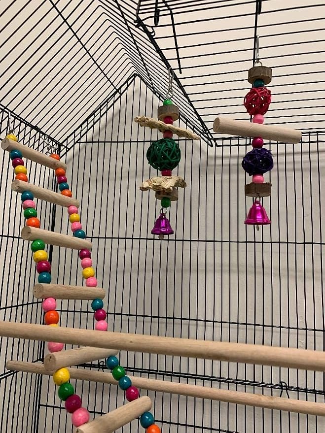 37-inch Portable Hanging Medium Flight Bird Cage for Cockatiel Sun Quaker Parakeet Green Cheek Conure Parrotlet Finch Canary Budgie Lovebird Small Parrot Travel Bird Cage (Black, with Toy) - Image 9