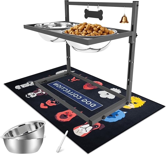 SHAINFUN Elevated Dog Bowls for Large Dogs and Extra Large Sized Dog Raised Dog Bowl Stand Adjustable Height with Two 3000ML(13-14cups) Stainless Steel Dog Food Bowls Metal Elevated Dog Bowl Stand - Image 7