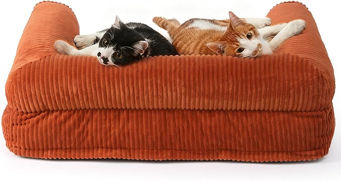 FUKUMARU Dog Couch Bed, Corduroy Cozy Cat Bed, Waterproof, Washable Cover | 28in Orthopedic Dog Beds Sofa for Small Dogs and Large Cats, Cute Warm Cotton Pet Sofa - Image 9