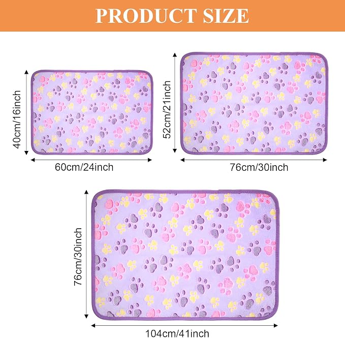 Tatuo 4 Pack Fleece Dog Blankets for Puppy Cats Multi-Size Sleep Mat for Pet Guinea Pig Soft Washable Warm Crate Bed Puppy Teething Toys Print Pattern Blanket Indoor(Mixed Color,24 x 16 Inch,Paw) - Image 6