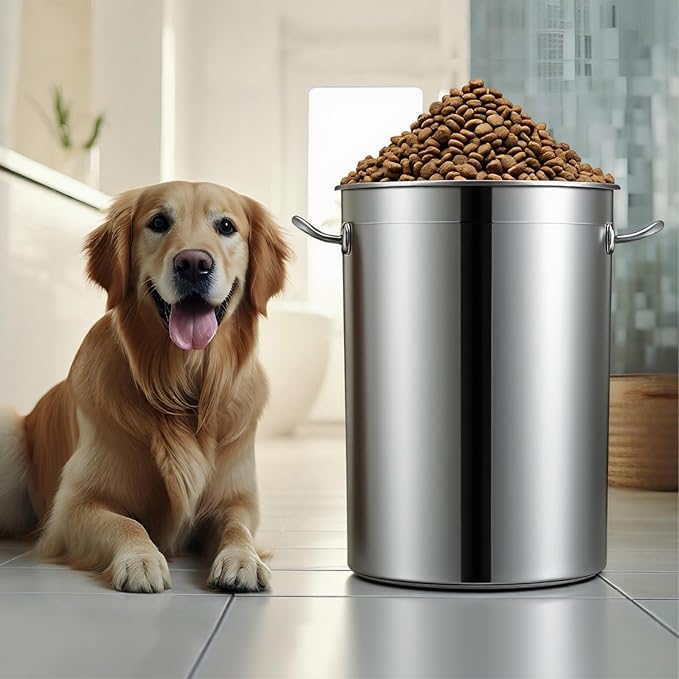 Maxdot 45 Lbs Stainless Steel Food Storage Container for Dog with Airtight Bamboo Lid Spoon & Wooden Claw Handle, Large Metal Pet Food Bin to Keep Fresh Easy Clean & Use for Dog Multiple Pet - Image 7