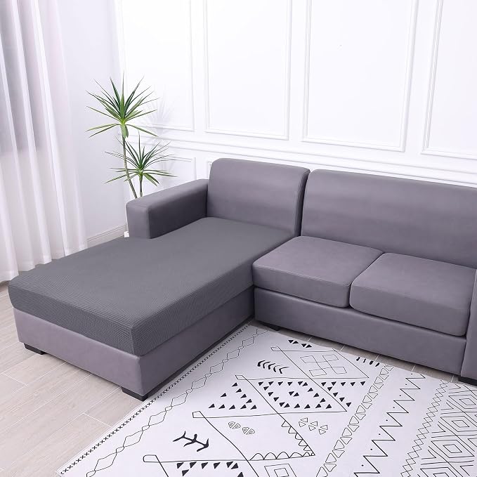 hyha Waterproof Sectional Couch Covers, Non Slip Sofa Cushion Covers | L Shape Sectional Fit, Stretch Jacquard Fabric, Elastic Bottom, Waterproof Protection (1 Piece for Chaise) - Image 7
