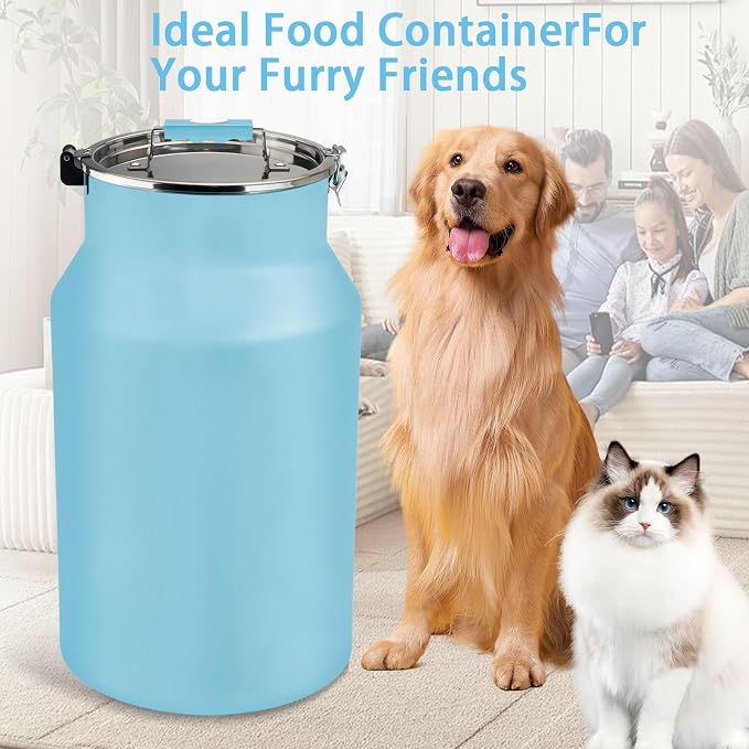 Dog-Cat Food Storage Container 40 lb/38 Qt Large Pet Food Bin with Airtight Lid, 304 Stainless Steel Construction & Scoop Included, Durable Metal Dog Food Storage for Dogs & Cats, Blue - Image 7