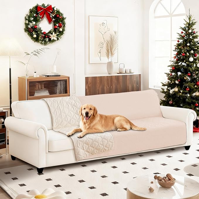 Waterproof Couch Covers for Pets, Waterproof Dog Bed Cover, Anti-Slip Soft Dog Blankets, Couch Cover for Dogs Washable, Pet Blanket for Puppy Large Dogs Cat (82x102 Inch, Beige) - Image 8