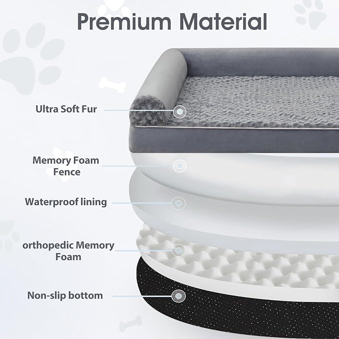 BFPETHOME Orthopedic Washable Human Dog Bed for Adult & Dog Cozy Sleep | Human Size Waterproof Big Soft Pet Couch Bed for Adult & Dogs Relax with Removable Cover Supportive Foam Grey 71x46 Inch - Image 7