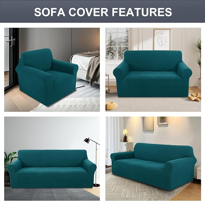 Stretch Couch Covers for Sofa Washable, Large, Blue | 3seat sofa covers for 3 cushion couch, Furniture Protector Couch Slipcover cubre sillones para sala for Kids, Dogs - Image 7