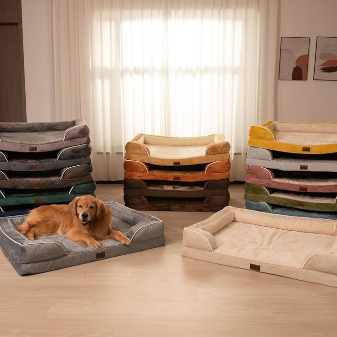 Comfort Expression Orthopedic Dog Beds for Large Sized Dog with Bolster | Waterproof Dog Couch Bed with Washable Cover & Non-Slip Bottom, Supportive Egg Crate Foam Large Pet Bed, 36x27 Inch - Image 9