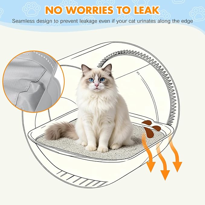 BKNOOU 2 Pack Self Cleaning Litter Box Waterproof Pads with 30 Liners | Litter Box Mat Accessories Compatible with Most Automatic Cat Litter Boxes, Stick-Free, Scratch-Resistant, Easy Install - Image 7