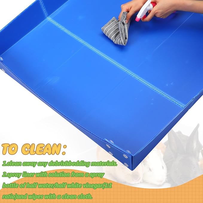 Wenqik 2 Pcs Guinea Pig Cage Liner Corrugated Plastic Cage Liner Base 2 x 4 Panel Size for Small Animals Hedgehogs Rabbits Tray, 55 x 27 Inch (Blue) - Image 6
