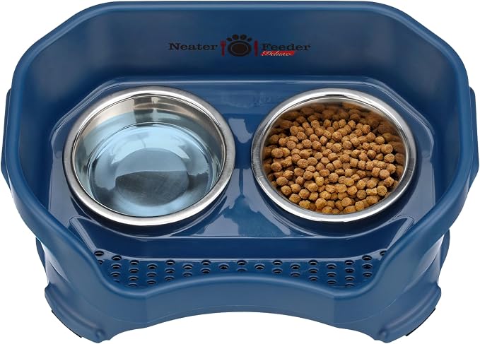 Neater Pet Brands Neater Feeder Deluxe Mess Proof Dog Bowls Elevated for Small Dogs Under 19 lbs, Made in USA, No Spill Raised Dog Food Bowl Stand Feeding Station, Food and Water Bowl Set, Dark Blue - Image 9