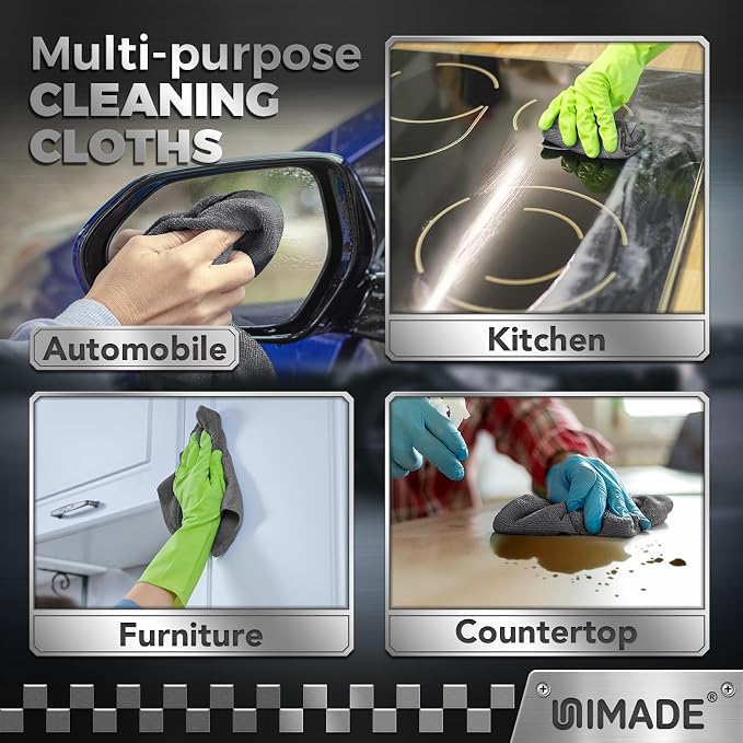 UNIMADE Microfiber Cleaning Cloth, 400 Pack Microfiber Towels for Cars | Commercial Grade Work Rags Bulk Detailing Cloth for Automotive Bar Mechanic Garage Housekeeping, 11.5"x 11.5", Grey - Image 8
