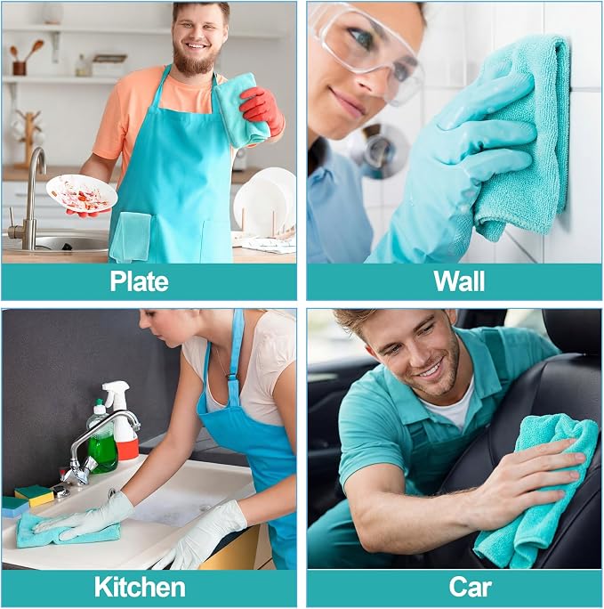 Nuenen Cleaning Cloths for Cars 16 x 16 Inch Ultra Absorbent Towels Drying Microfiber Reusable Cleaning Supplies House Kitchen Window Microfiber Towel(Teal Blue,60 Pcs) - Image 6