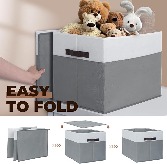 Criusia Extra Large Storage Bins 4 Pack - 16x12in Closet Organizers and Storage Baskets for Organizing Clothes Toy Blanket - Fabric Storage Cubes Containers for Shelves - All Room Organization - Image 7