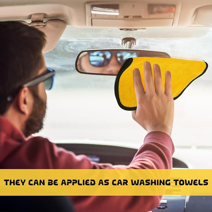 Tallew 60 Pcs Yellow Microfiber Towels: 16"x16" Microfiber Drying Towels Bulk Micro Fiber Car Cleaning Cloth for Cars Drying Washing Polishing Cleaning Household Supplies - Image 6