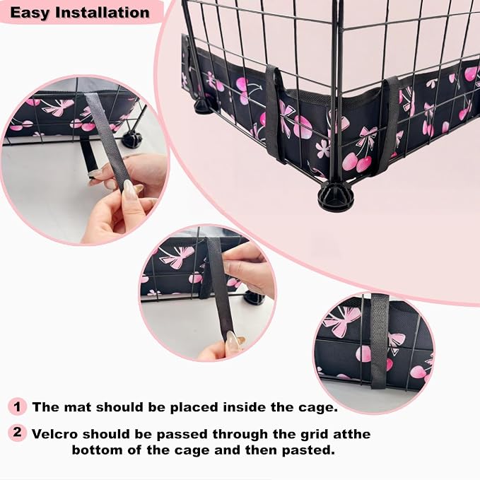 DZWLKJ Waterproof Guinea Pig Cage Liner,Washable Tarp Bottom Base,Cherry Graphic,48"x60", Reusable for Rabbit, Chinchilla, Hedgehog, Ferret & Other Small Animals. - Image 6
