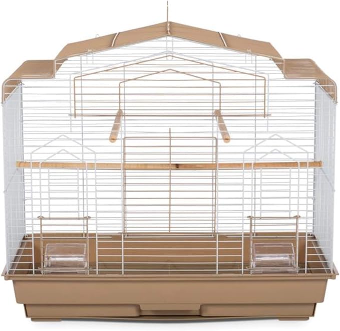 Prevue Pet Products Barn Style Bird Cage - Ideal for Parakeets, Parrots, Lovebirds, Conures, Canaries, and Similarly Sized Birds, Wide Barn Style Design, Stand Alone Cage - Brown & White - Image 4