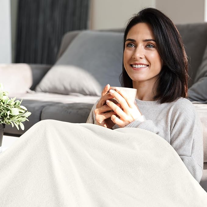 Newwiee 70 Pcs Bulk Fleece Throw Blankets 50'' x 60'' Oeko-tex Standard 100 Certified for Outdoor Wedding Guest Blankets Donation Homeless Sleepover Lap Pet Sofa, All Seasons Use (White) - Image 7