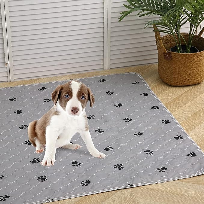 PUPTECK Washable Pee Pads for Dogs Dog Training Pads 2 Pack Grey 48x60 in | Reusable Puppy Potty Training Pads Whelping Mat Pet Food Feeding Mat Leakproof Fast Absorption Non-Slip for Couch, Crate - Image 9