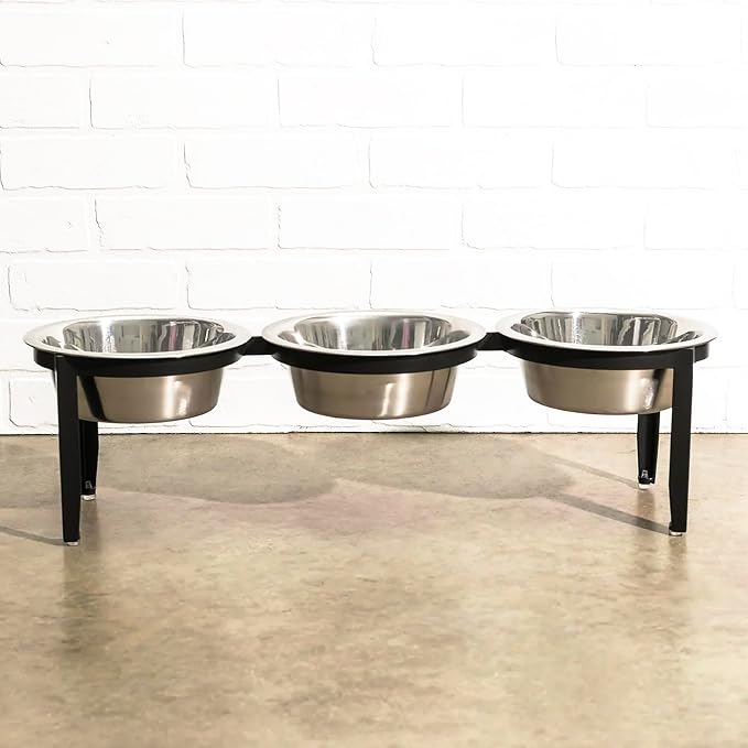 NMN Designs Vision Triple Diner - 3 Bowl Dog Feeder - Medium to Large Dogs - Multi-Dog Feeding Station - Furniture Grade Steel - UV Weather Resistant - No Noise - Indoor/Outdoor - 7" Tall - Image 7