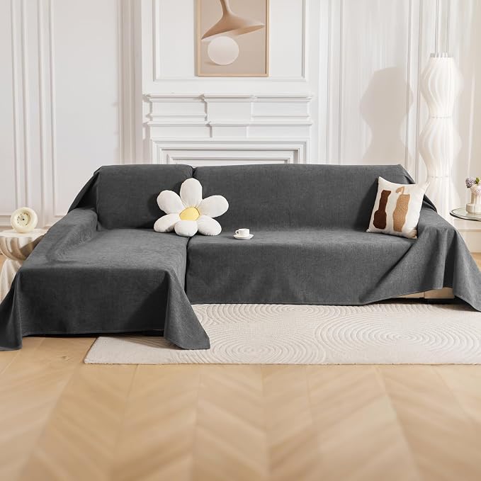 Deep Dream Sectional Couch Covers, 2 Pieces 100% Waterproof L Shaped Sofa Cover, Non Slip Couch Cover for Dogs Cats Washable, Pet Friendly Sofa Slipcovers Furniture Protector (X-Large, Dark Grey) - Image 7