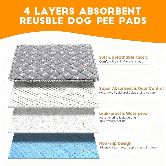 Puppy Pee Pads with Pheromones, Washable Puppy Training Pads for Dogs Reusable Puppy Potty Pads for Dogs and Cats(with Pet Hair Removal Gloves) - Image 8