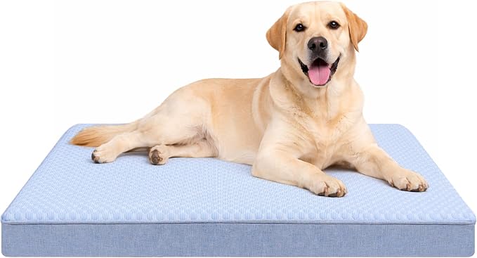 Cooling Dog Beds for Dogs, Orthopedic Memory Foam Dog Bed,Washable Pet Beds for Crate with Faux Fur Cover, Waterproof Lining (Blue, XX-Large: 50" x 34" x 5") - Image 8