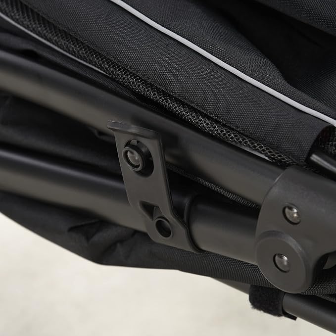 PawHut Dog Stroller for Large Medium Small Dogs up to 66 Lbs. 23.5" in Body Length, One-Click Foldable Pet Cat Stroller with Storage, Shock Absorption Wheels, Mesh Window, Safety Leash, Black