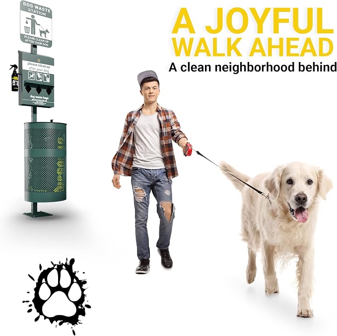 Pet Waste Station - Includes 600 Roll Bags & 50 Can Liners - Original Glow in the Dark Dog Waste Station with Dog Poop Sign, Bag Dispenser, Hand Sanitizer Bottle & Outdoor Trash Can with Lid - Image 9