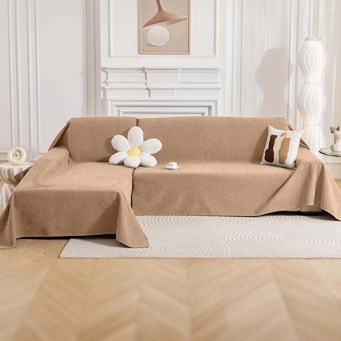 Deep Dream Sectional Couch Covers, 2 Pieces 100% Waterproof L Shaped Sofa Cover, Non Slip Couch Cover for Dogs Cats Washable, Pet Friendly Sofa Slipcovers Furniture Protector (XX-Large, Brown) - Image 7