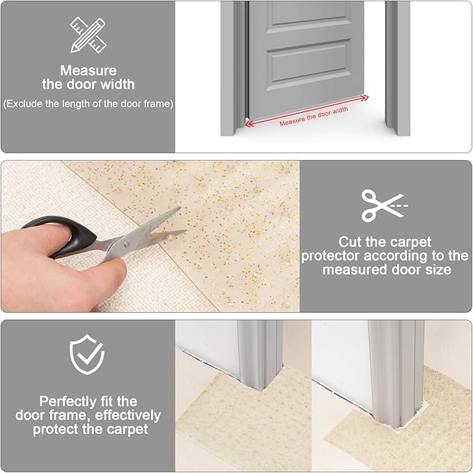 Uross Carpet Protector for pets - Cat Carpet Protector for Doorway, Anti Scratch Under Door Cat Scratch Protector Mat, Easy to Cut Plastic Carpet Scratch Stopper, Cat Scratch Guard Carpet 3.6FT-Golden - Image 6