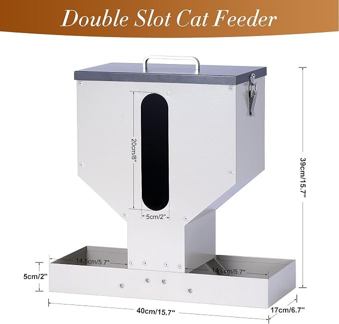 Automatic Cat Feeder 2 Cats Gravity Dual Cat Feeder Auto Dry Food Dispenser with Strong Anti-Jam Galvanized Steel Pet Food Station Indoor & Outdoor - Image 9