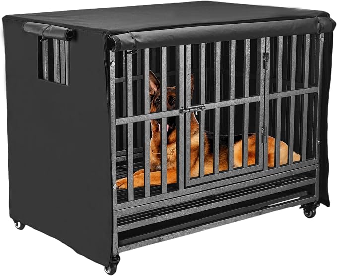 38 inch Heavy Duty Dog Crate Covers Durable 600D Polyester ( ONLY COVER) | Insulated Dog Kennel Cover Soundproof Windproof Rainproof Shading Fit for Wire Dog Cage Covers with Breathable Side Window - Image 8