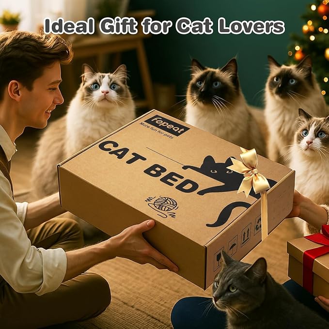Elevated Cat Bed, Solid Rubberwood Cat Hammock Bed with Soft Breathable Cover, Double Pet Beds for Multi-Cats Households Small Dog Rabbit - Image 8