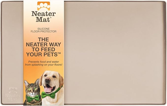 Neater Pet Brands Neater Mat Pet Mats for Food and Water, Cat & Dog Bowl Mat Waterproof Silicone, Feeding Tray, Dog Food Mats for Floors, Placemat w/ Raised Edge for Under Bowls, 19” x 12”, Cappuccino by NeaterPetBrands