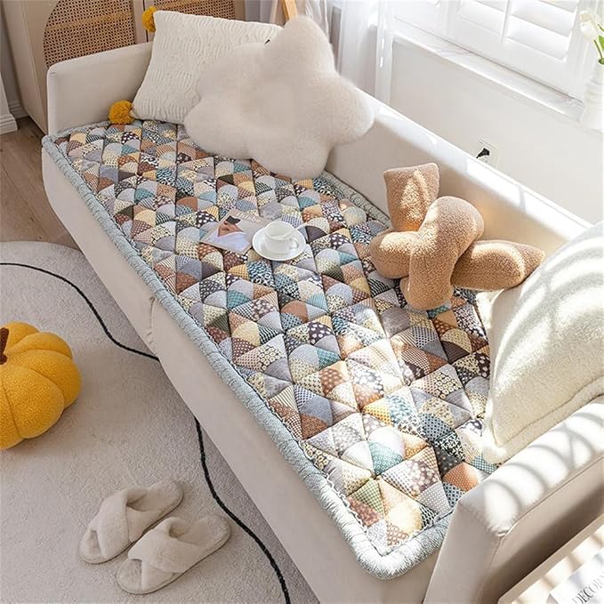 Garden Chic Cotton Protective Couch Cover,Fuzzy Couch Cover Plaid Square Pet Mat, Machine Washable & Non-Slip Pet Mat Bed Couch Cover,Sofa Cover for Most Cats Dogs,Pets (Grey, 27.6*82.7inch) - Image 7