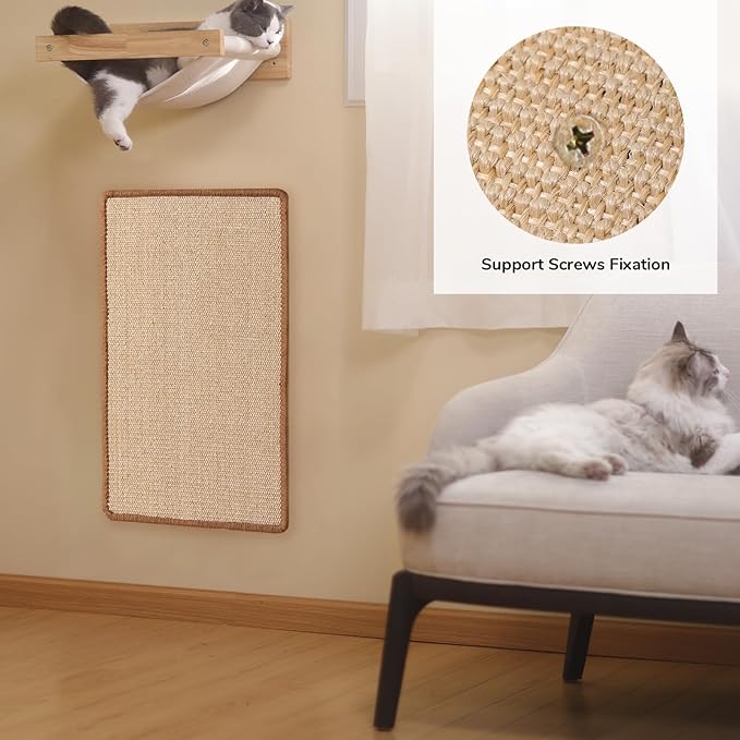 FUKUMARU Cat Scratcher Mat, 23.6 X 15.7 Inch Natural Sisal Cat Scratch Mat | Horizontal Cat Scratching Pad Mat Floor Rug with Sticky Tapes, Cat Wall Scratcher for Indoor Cats, Protect Couch and Carpet - Image 9