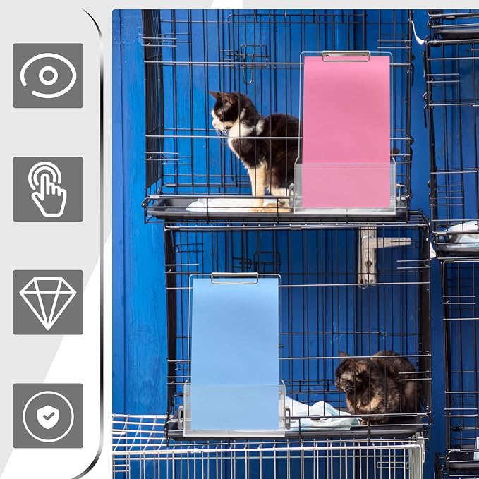 Leinuosen 4 Pack Kennel Cage Storage Basket Bin for Accessories and Supplies Veterinary Cage Acrylic Storage Rack for Kennel, Crate, Cat Accessories Acrylic Display Stand Brochure Holder - Image 6