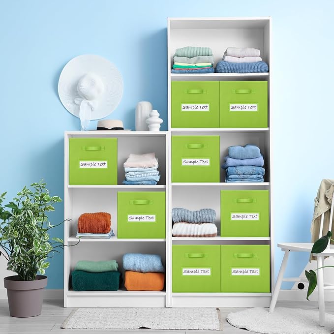 13x13 storage cube bins (Set of 10) Foldable Fabric storage cubes with 10 Labels Window Cards & a Pen,13 inch cube storage bins,Closet Organizers for Shelves,Cubby Organizer Boxes,lime green - Image 6