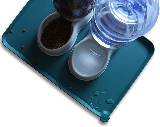 Hoki Found Large Silicone Pet Food Mats Tray - Non Slip Pet Dog Cat Bowl Mats Placemat - Dog Pet Cat Feeding Mat - Waterproof Dog Cat Food Mats -Pet Water Mats for Carpet - Sicilian Ocean - Image 5