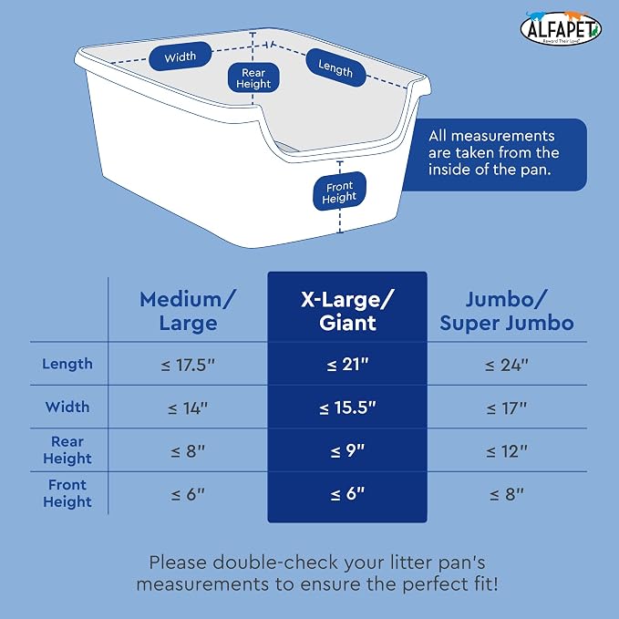 Cat Litter Box Sifting Liners Alfapet - Extra Giant 60 Count - Tear-Resistant Cat Litter Bags - Waterproof Kitty Litter Liners - Fits Almost All Litterbox Pan Sizes, 40" x 38", 30 lb Capacity - Image 8