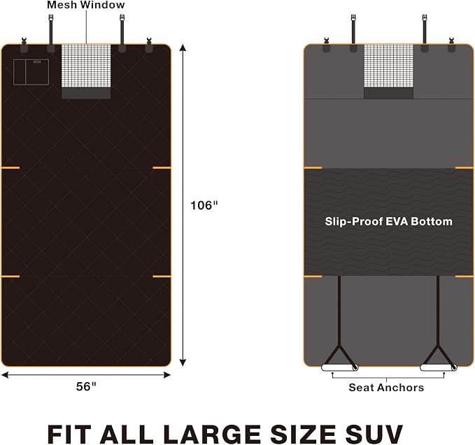 Dog Cargo Liner for Large SUV, Waterproof Dog Cargo Cover with Bumper Flap Protection Durable Car Trunk Mat for Pets Keep Your Vehicle Trunk Clean Universal Fit X-Lager SUV Car Seat Cover - Image 7