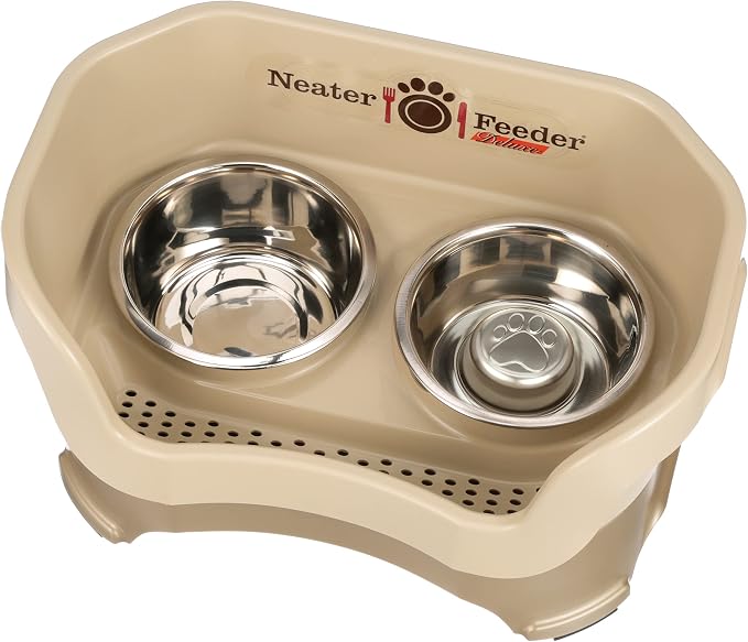 Neater Feeder Deluxe Mess Proof Dog Bowls Elevated for Medium Sized Breeds – Made in USA – No Spill Raised Slow Feeder Elevated Dog Bowl Stand, Stainless Steel Food and Water Bowl Set, Cappuccino - Image 9