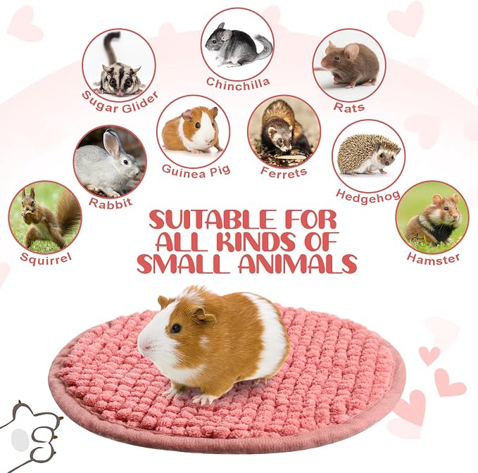 Amylove 4 Pcs Guinea Pig Cage Liner 7.8 Inch Round Washable Chenille Pee Pads Pet Dog Cat Bedding Training Mat Reusable for Small Animals Puppy Bunny Hamster Chinchilla - Image 6