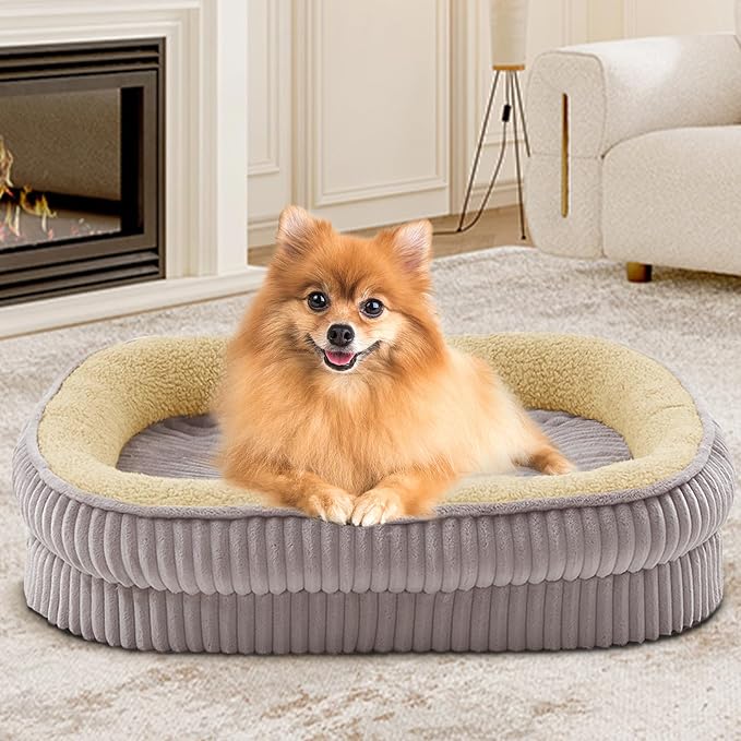 Orthopedic Dog Bed for Puppy,Extra Small Dogs Breeds,Oval Cat Bed,High Density Egg Crate Foam Dog Sofa Beds,Pet Couch Bed with Four Sided Bolster,Removable Washable Cover&Non-Slip Bottom - Image 8
